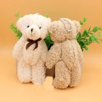 13cm best selling bow tie plush toy joint bear cartoon teddy bear bag pendant wedding creative small gift bear toys wj011