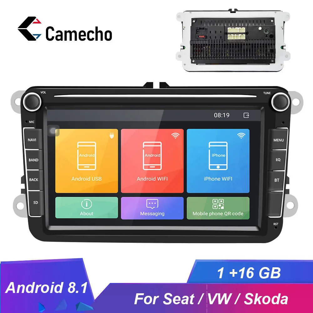 Camecho 8 дюймов Android 8,1 автомагнитолы gps MP5 мультимедийный плеер для сиденья/Skoda/Passat/Golf/Polo Bluetooth Авто радио аудио стерео