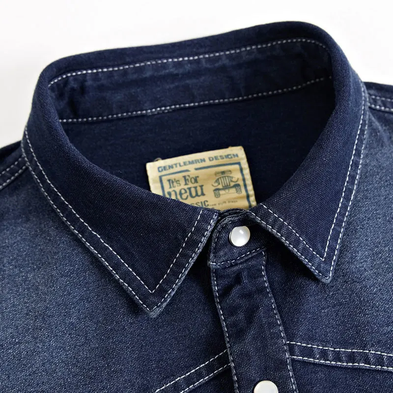 Одежда 2017 Весна Осень синяя мужская джинсовая хлопковая рубашка Camisa Hombre