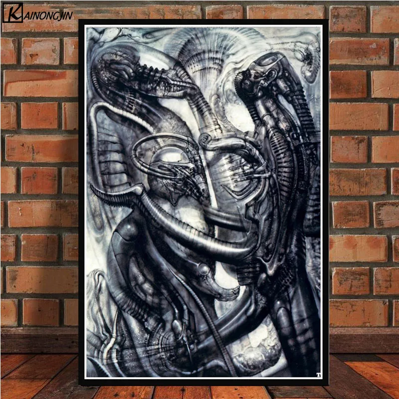 003 Постеры и принты Hr Giger Li II постер с изображением чужого ужаса произведение искусства Ретро Холст Живопись стены искусство картина для гостиной домашний декор - Цвет: 003
