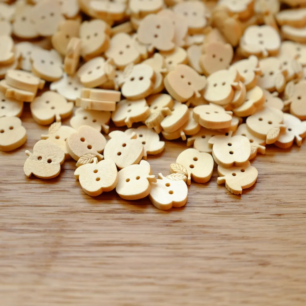 Деревянные пуговицы в форме яблока с 2 отверстиями для шитья пластиковые сделай