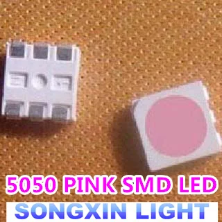 100 шт./лот SMD 5050 Розовый smd светодиод smt розовая светодиодная PLCC 6 3 вилочным