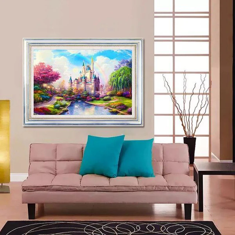 Алмазная вышивка крестиком в гостиную замок с бриллиантом декор для спальни