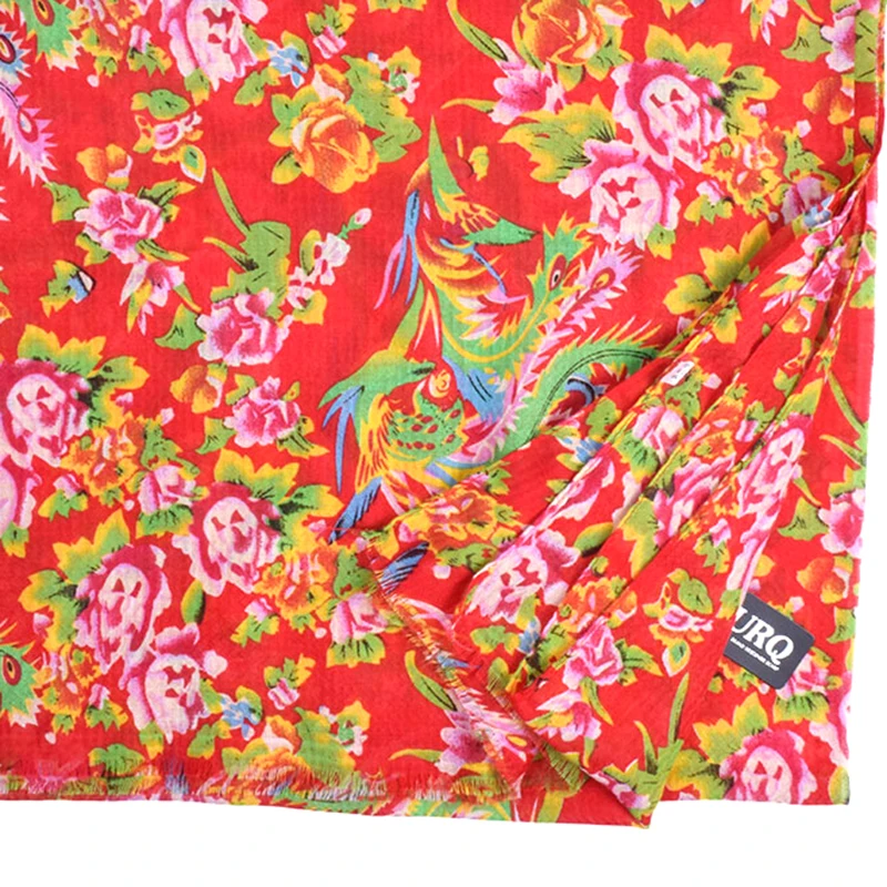 Оптовая продажа шарф новый Для женщин длинные хлопковые шарфы красный цветочный
