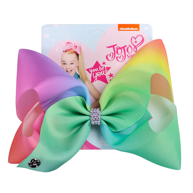 Jojo Siwa детские головные уборы банты для волос для девочек с зажимом аллигатора шпилька ручной работы ленты Большие 8 дюймов аксессуары для волос Jojo Луки