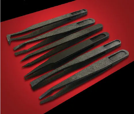 

SZBFT New Arrival Portable Black Straight Bend Anti-static Plastic Tweezer Heat Resistant Repair Tool Free Shipping