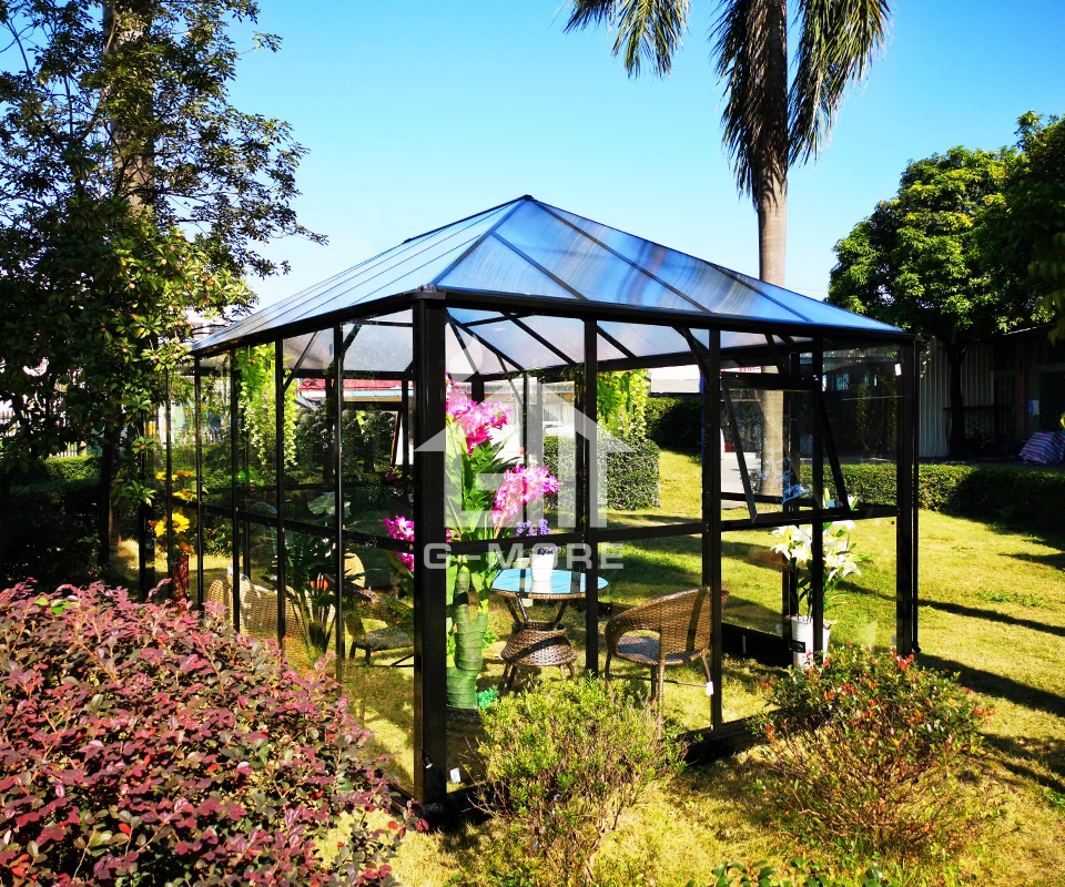 Теплица Gazebo/Invernadero черная с двойным стенным стеклом (9 7 дюйма x 14 3 12 8 м2 6 мм полый ПК
