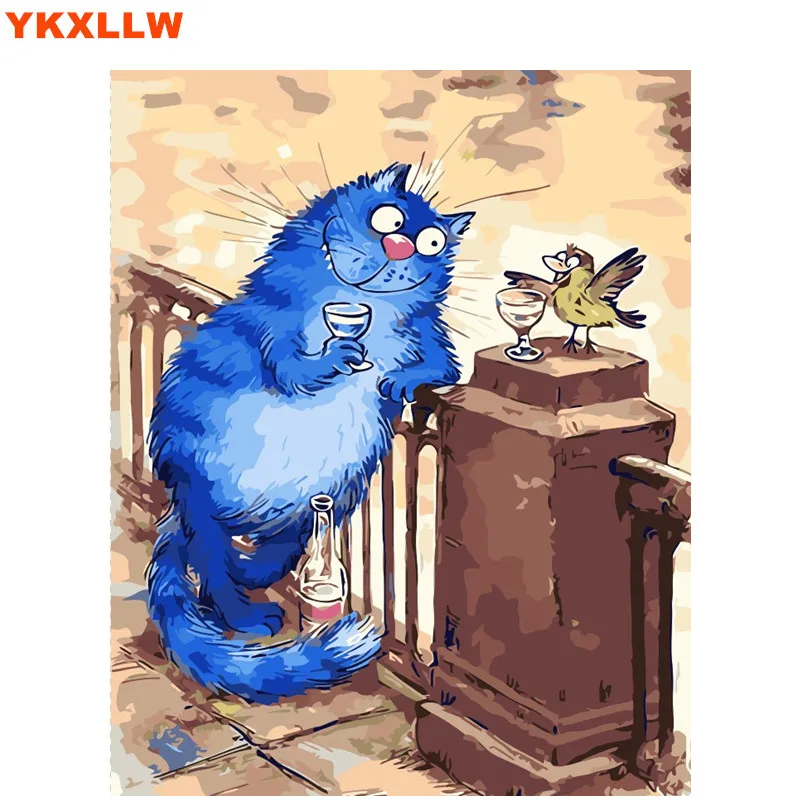 

Cartoon Cat Picture for children DIY digital Paintings By Number Paint Numbers Oil Painting pictures On cotton kids room Decor