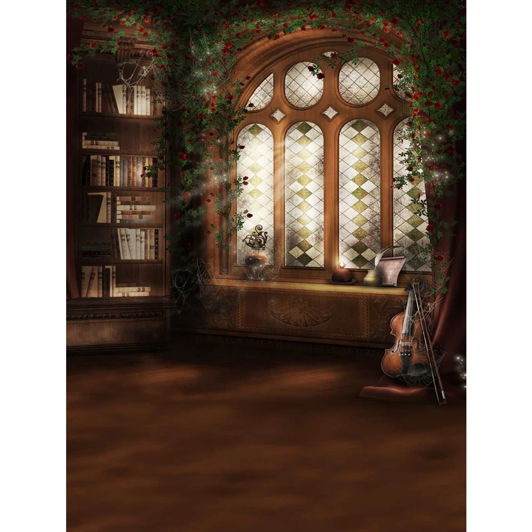 Фотофон Allenjoy с окном и книжной полкой в стиле ретро задний фон для фотостудии