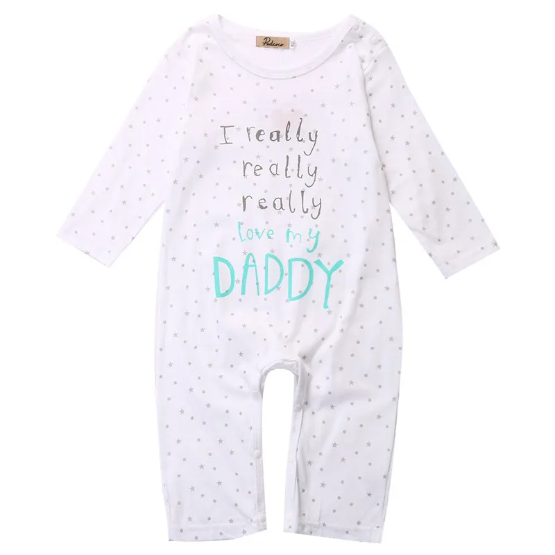 Love Daddy Детские комбинезоны для новорожденных от 0 до 18 месяцев, хлопковый комбинезон с надписью «love», «папа мама», милая детская одежда для маленьких мальчиков и девочек, одежда с длинными рукавами - Цвет: Love Daddy