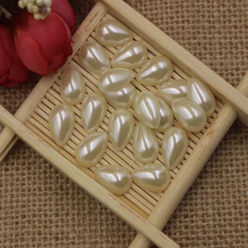 

Wholesale 10x14mm High Light Drops Shape Half Pearl Beads Flatback ABS Imitation Scrapbooking Bead for Hair Jewellery Making