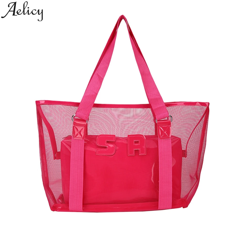 Aelicy женские прозрачные нейлоновые сумки на плечо вместительная однотонная