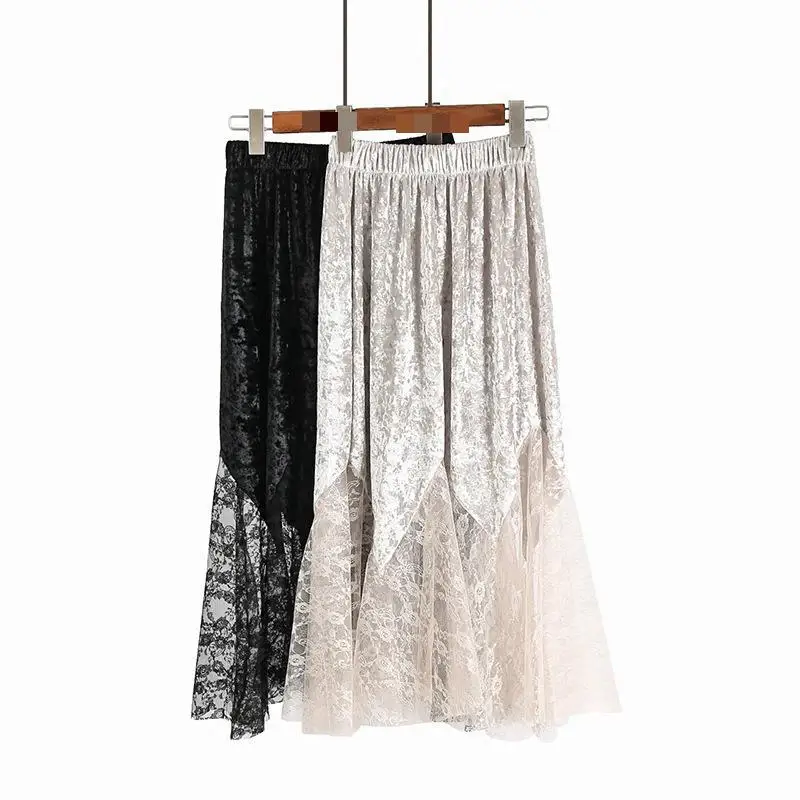 

Женская Асимметричная юбка, кружевная юбка в Корейском стиле с высокой талией, Новое поступление на весну 2023