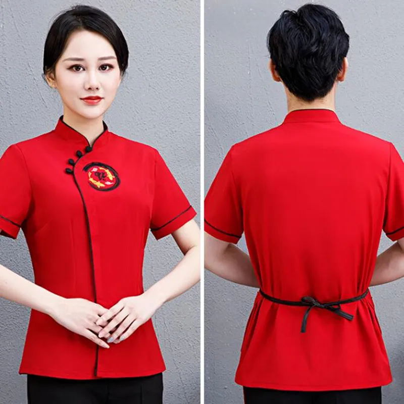 Женский комбинезон для официанта рабочая рубашка с коротким рукавом ресторана