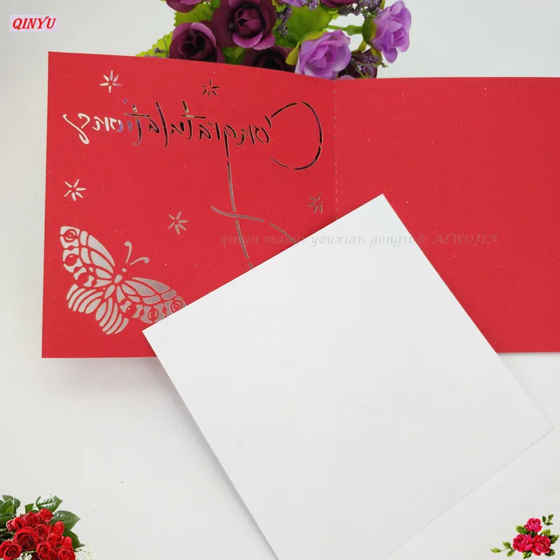 Красивые рождественские открытки 3D выдвижная Лазерная вырезка день рождения