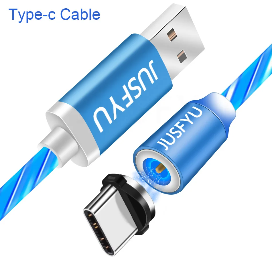 For Type C Blue Магнитный usb-кабель для iPhone XR XS MAX 7 8 Micro type C зарядное устройство для быстрой зарядки Магнитный зарядный USB-C type-C - Цвет: For Type C Blue