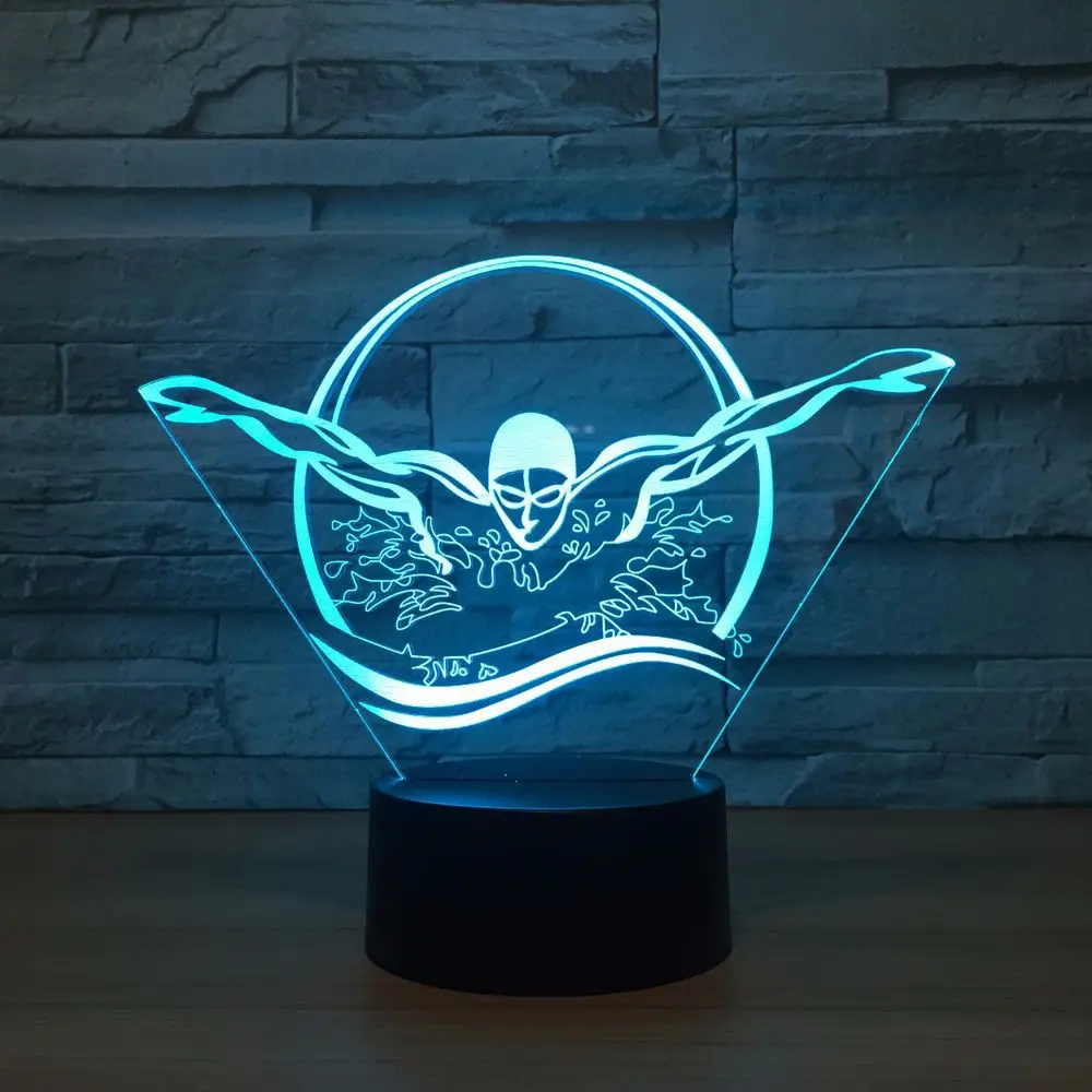 Новинка 3D плавательный ночной Светильник USB красочные визуальные светодиодный