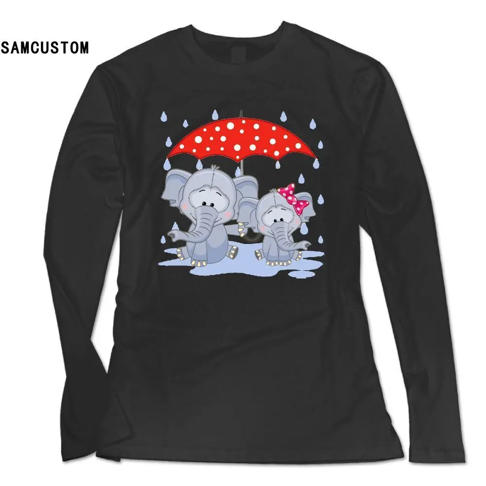 SAMCUSTOM Новая модная футболка с длинным рукавом для женщин милый мультфильм зонтик