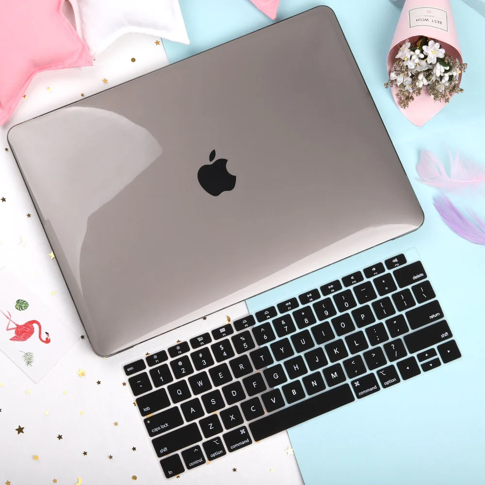 Gray Кристально прозрачный жесткий чехол для защиты Macbook Pro 13 15 Pro 16 Touch Bar A1706 A1707 A1990 Air 13 Touch ID A1932 - Цвет: Gray