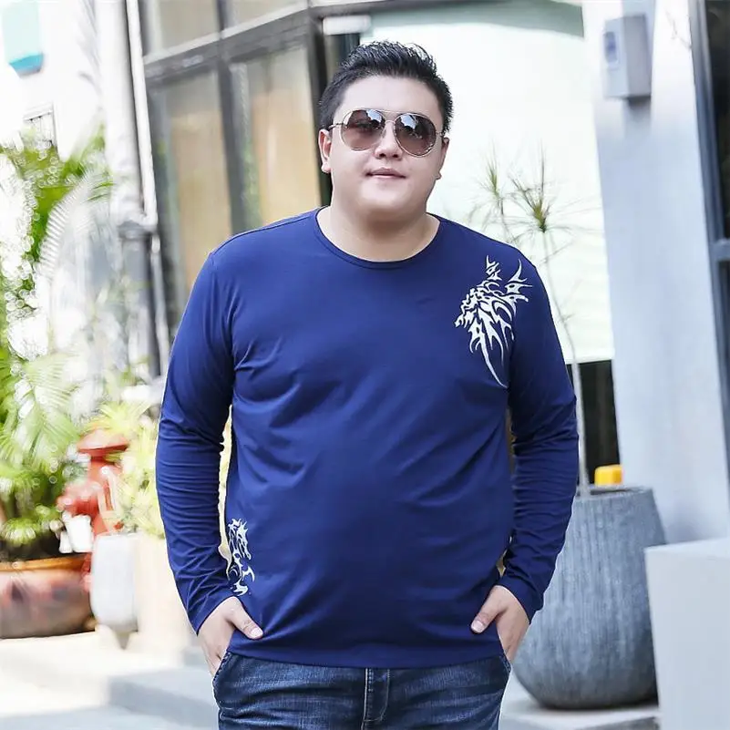 Plus size 2018 8XL 7XL Men's T shirt Fashion Printing Tops/Tees Casual Long Sleeves O-Neck T-shirt | Мужская одежда