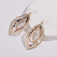 zwpon morocco design triple quatrefoil zinc alloy frame drop earrings quatrefoil flower resin brand jewelry for woma jewelry