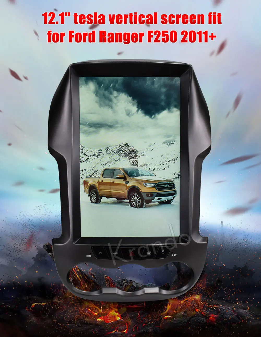 Krando Android 8,1 12," Tesla styal Вертикальная экранная Автомобильная Радио мультимедийная система для Ford Ranger F250 2011+ навигационный плеер