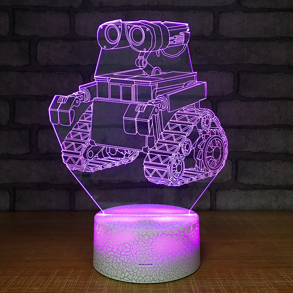 Робот tank3D ночник креативная Иллюзия 3d лампа LED 7 цветов меняющая Настольная для