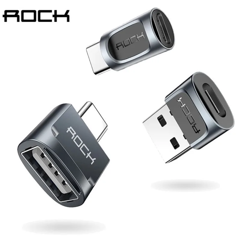Rock OTG Micro usb type C адаптер для iPhone Lightning штекер женские Кабельные конвертеры Macbook samsung