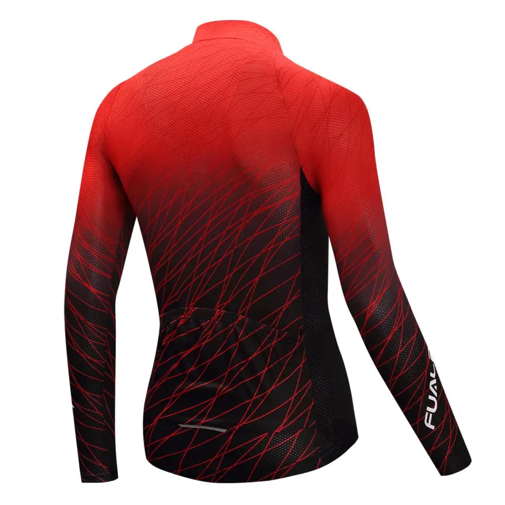 Long sleeve Ropa Ciclismo Cycling Jersey 100% Polyester Autumn Mountian Bicycle Clothing Red and black collocation 2018 FUALRNY | Спорт и
