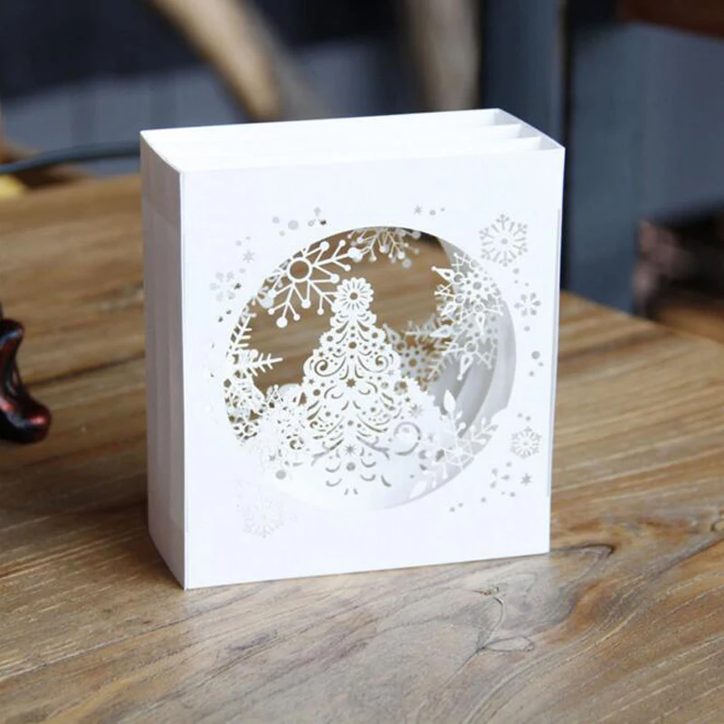 (10 шт./лот) Лазерная резка Свадебная вечеринка Приглашения 3D кубический Снежинка