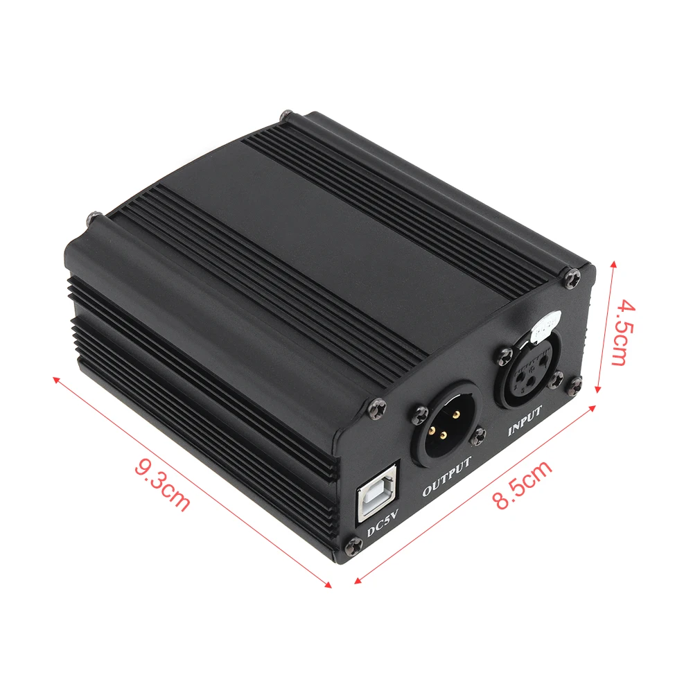 USB 48В 1 канальный фантомный источник питания с одним XLR аудио кабелем для