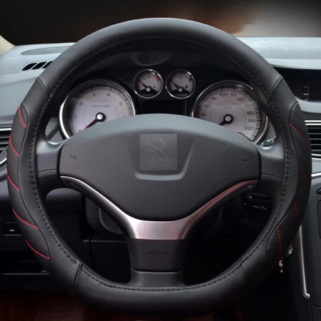 Black Black HuiER рулевого колеса автомобиля крышки D Форма для peugeot 3008 408 508 Citroen C3-XR C4 sega C4L Elysee DS3 DS4 DS5 DS3 DS6 VW Audi - Название цвета: Black Black