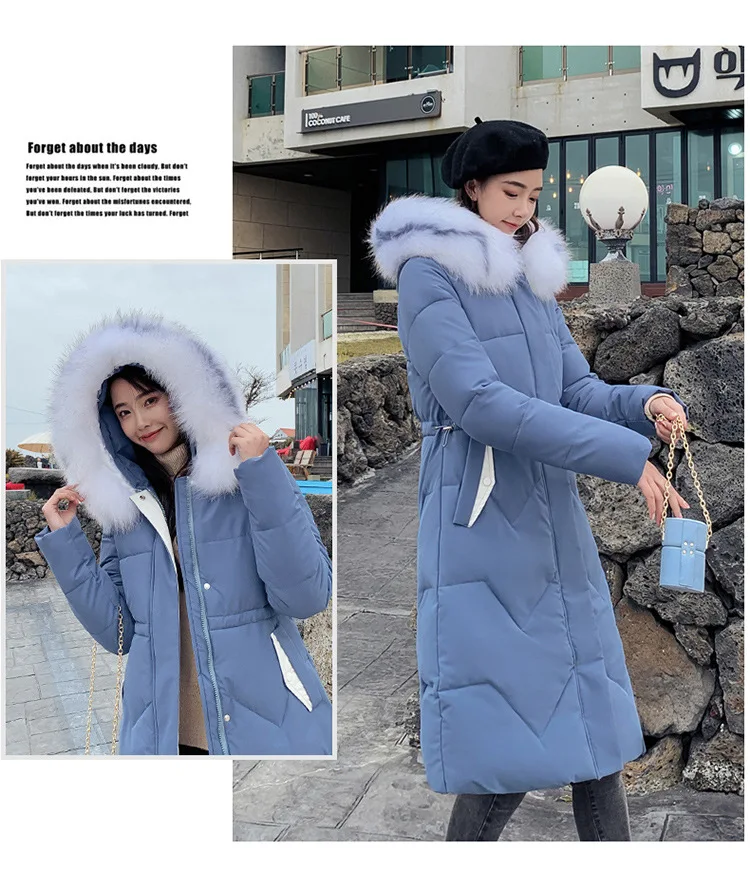 long Parka Down parka women Large collar down jacket medium length knee length jacket and thick jacket 922