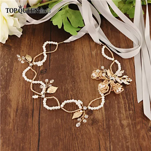 Gray ribbon TOPQUEEN SH147 свадебные ленты сделать жемчугом бисером золотой свадебный пояс-кушак Пояс для невесты Свадебные аксессуары - Цвет: Gray ribbon
