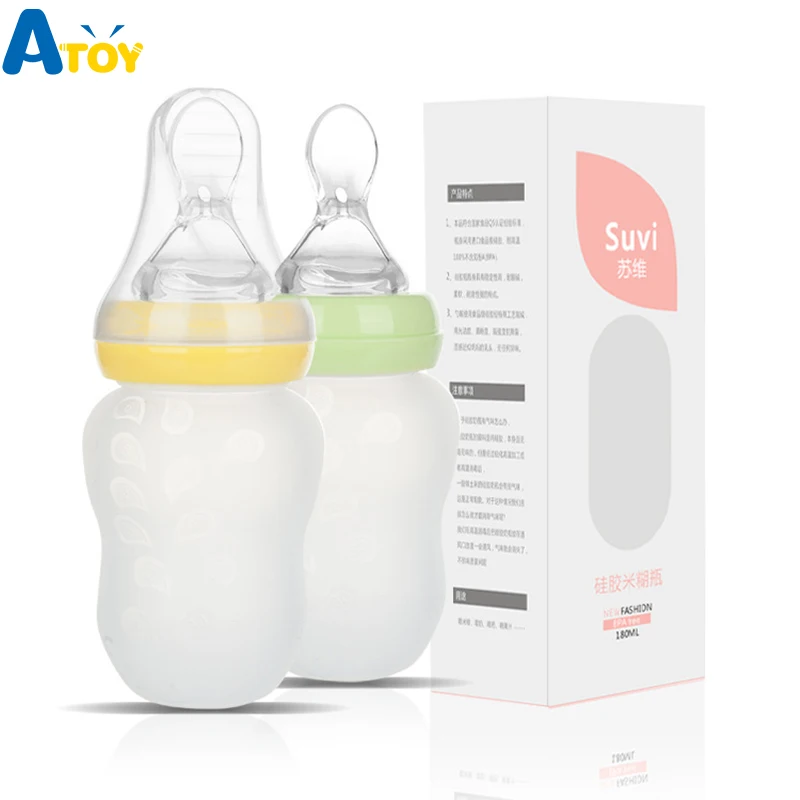 

180ML Baby Bottles With Silicone Feeding Spoon Portable Baby Food Supplement Feeding Cup Baby Water Cup Kids Milk Nursing Bottle