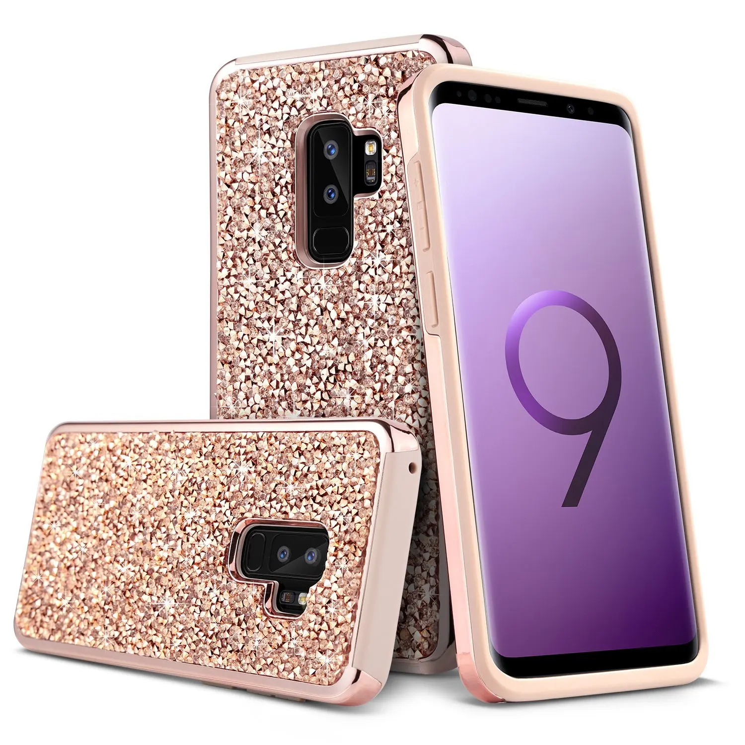 Чехол для девочки iPhone X 6 S 7 8 Plus роскошный блестящий с бриллиантами сверхпрочный PC