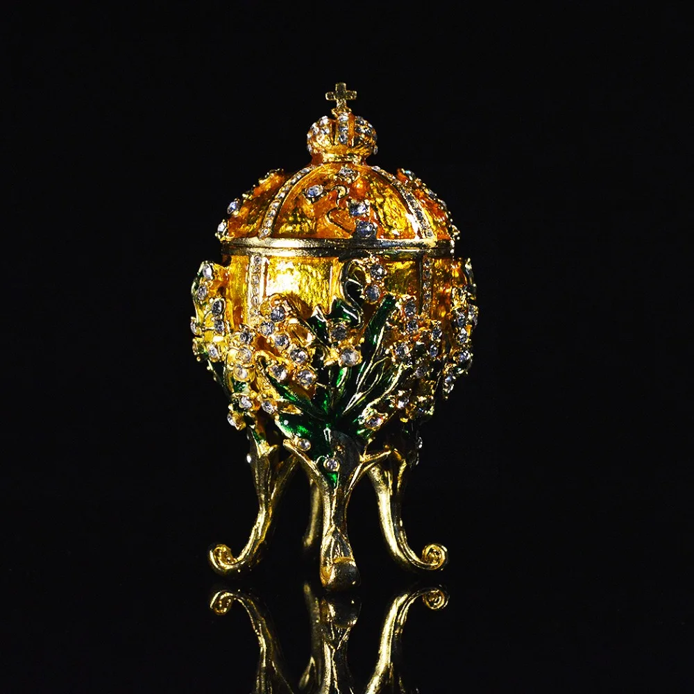 Qifu металлическая ручная работа маленькая Faberge коробка яйцо для ювелирных изделий