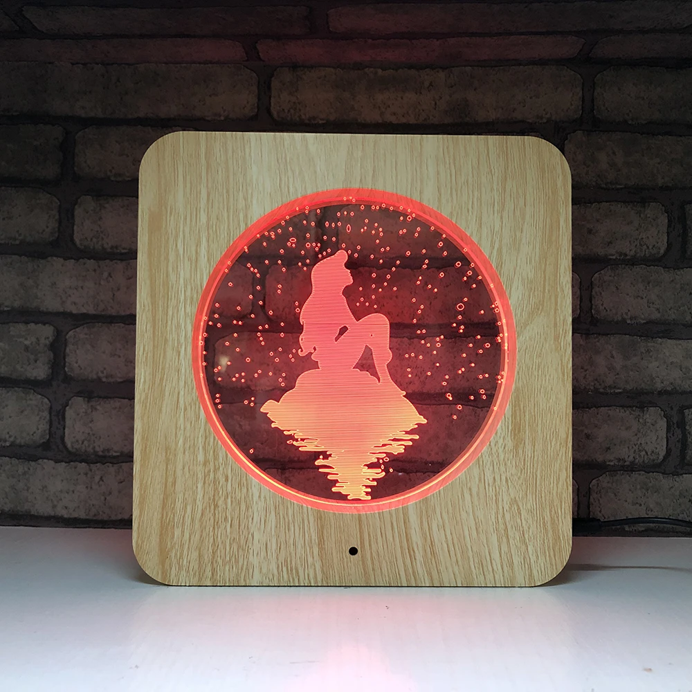Новинка настольная ночник деревянный узор рамка мечта девушка 3D иллюзия Ночная
