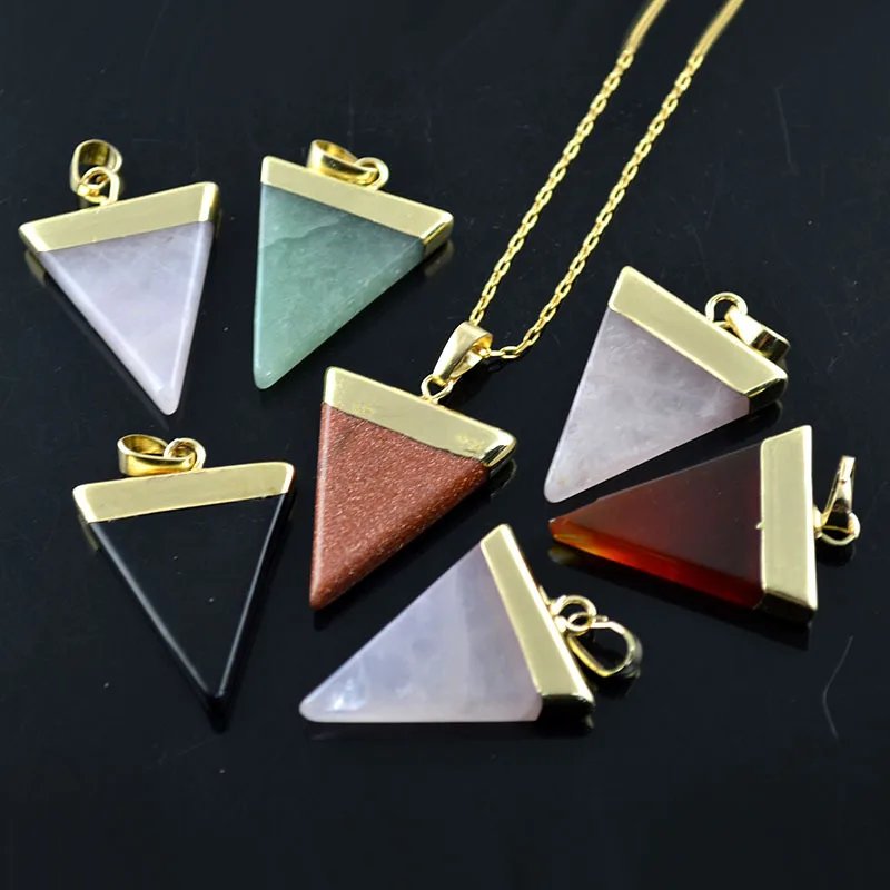 10 шт. треугольной формы натуральные полудрагоценные каменные подвески ожерелья