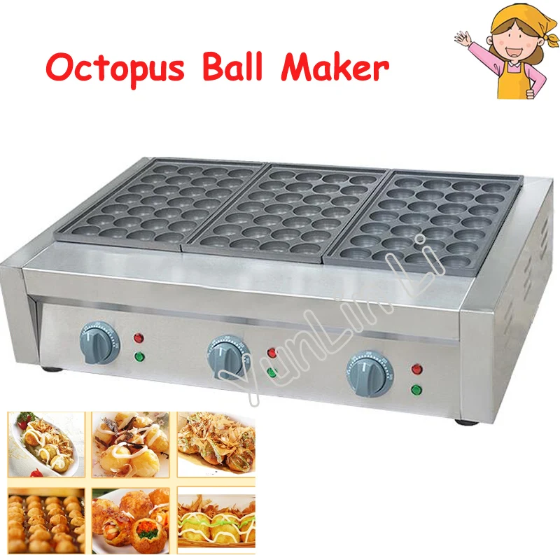 

Grilled Fish Ball Machine Commercial Octopus Ball Machine Fish Egg Furnace Electric Three Board Fish Furnace