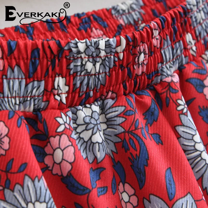 Everkaki/красные длинные юбки для женщин цыганский богемный цветочный узор с модным