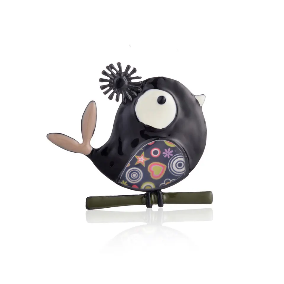 Эмалированное ожерелье с кулоном в виде черной птицы Женская Модная бижутерия