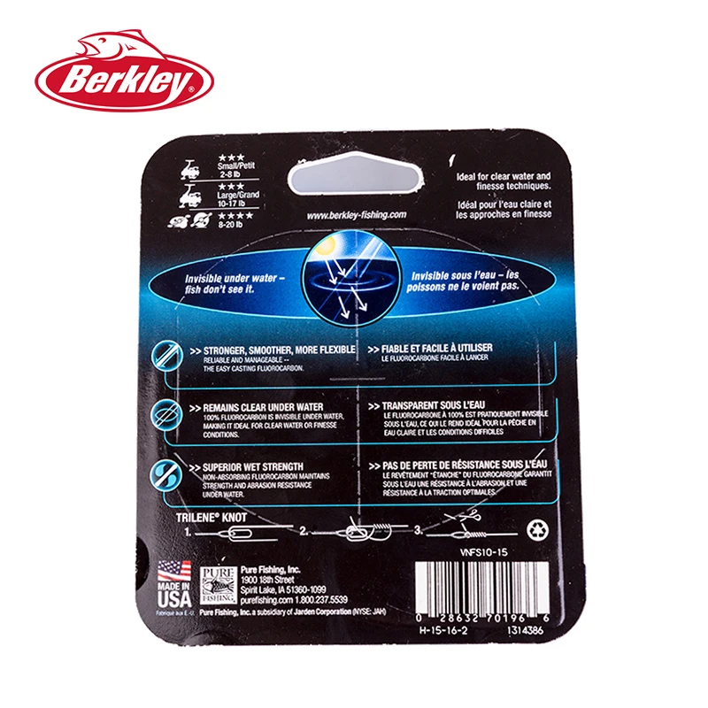 Износостойкая фторуглеродная рыболовная леска Berkley Vanish 228 м ярдов 4 фунта 6 фунтов