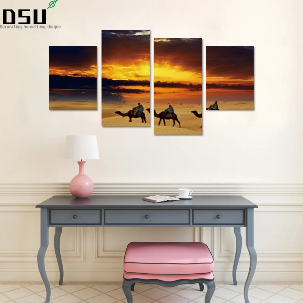 

4pcs/set 3D DIY Combination Camel Team Poster Desert Wall Stickers Decal Self-adhesive Art Mural Poster Living Room Home Decor