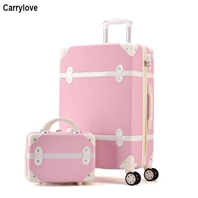 CARRYLOVE 2" 22" 2" 26" дюймовый Женский чемодан в стиле ретро набор Забавный Спиннер чемодан на колесиках из АБС-пластика с косметичкой