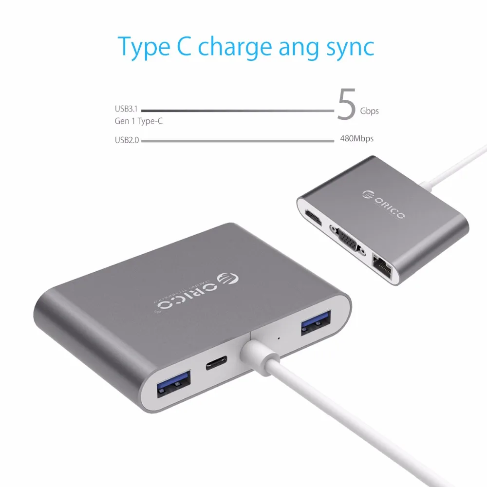 ORICO usb хаб USB C к HDMI VGA type PD адаптер для Mac/samsung Galaxy/huawei 3 0 концентратор RJ45|USB-хабы| |