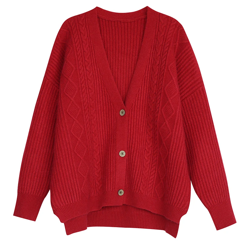 LPP-Simple twist weaving Vintage wool sweater Cardigan mori girl autumn winter |