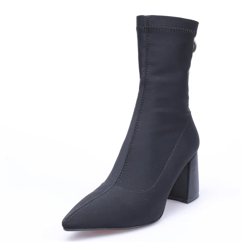 Женские ботильоны с острым носком FEDONAS брендовые Теплые на высоком каблуке для