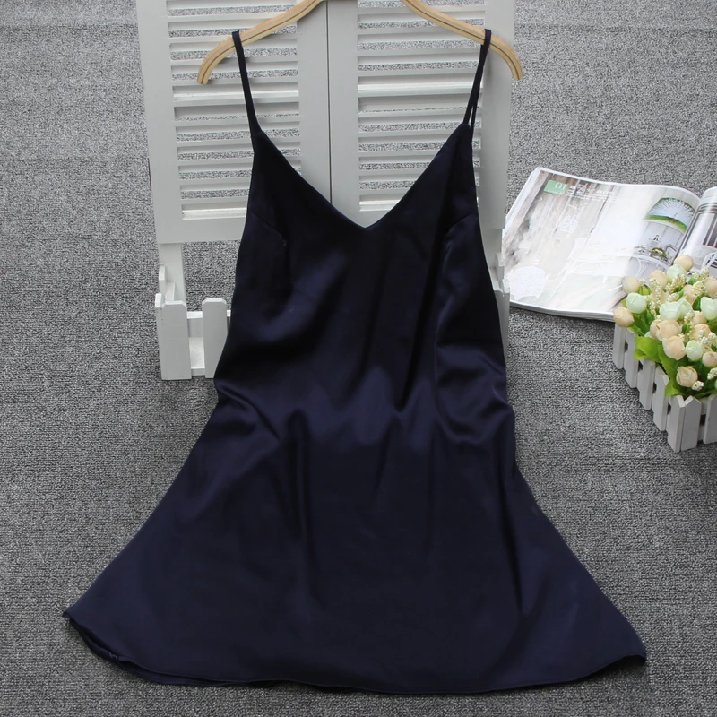 Ночная рубашка женская шелковая атласная пикантная Элегантная сорочка с