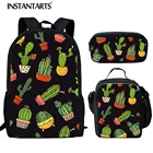 Набор школьных сумок INSTANTARTS для девочек-подростков, комплект с искусственными растениями и принтом кактуса, школьный рюкзак, Детская сумка для книг
